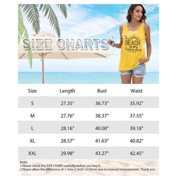 The Beach is My Happy Place Tank Tops Women- XL - Picture 6 of 6